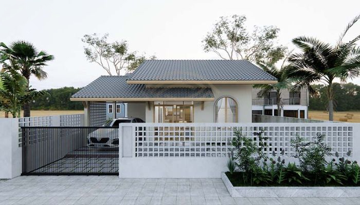 Mẫu hàng rào xi măng cho nhà cấp 4 mang đến vẻ đẹp đơn giản, thanh lịch nhưng vẫn đảm bảo sự bền vững và an toàn cho không gian sống.