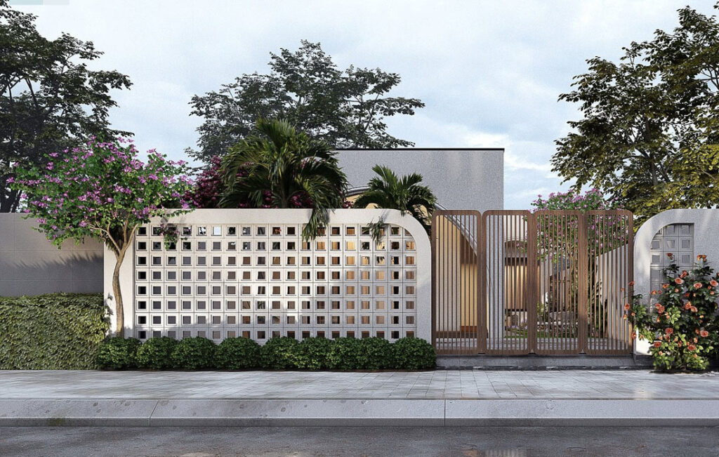 Mẫu hàng rào xi măng xây tường đẹp