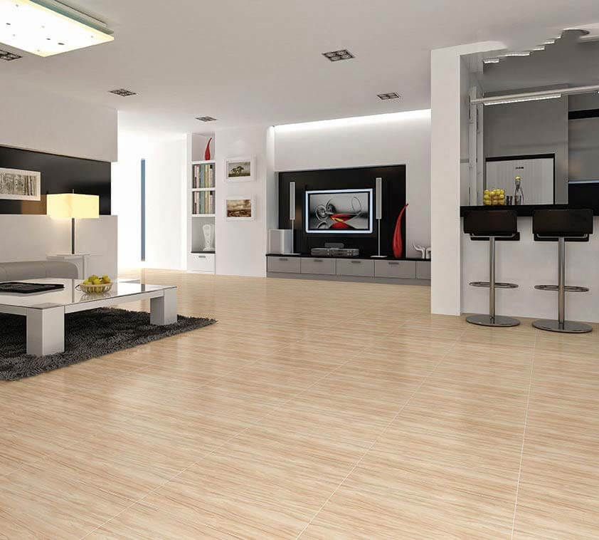 Gạch vân gỗ lát nền phòng khách 