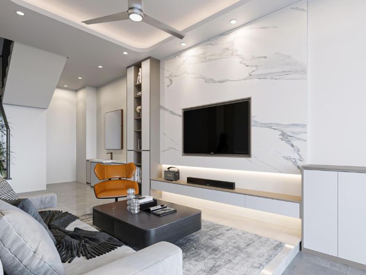 mẫu phòng khách ốp nhựa đẹp